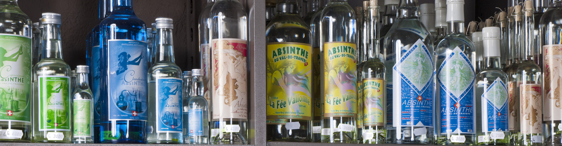 Absinthe du Val-de-Travers dans la boutique des Mines d'asphalte, La Presta, Val-de-Travers, Neuchâtel